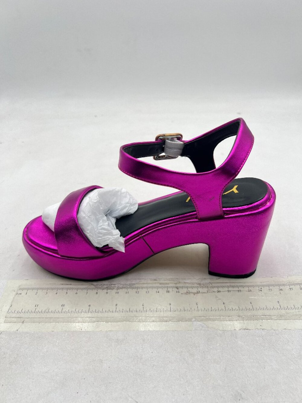 YDN Dark Purple Open Toe Platform Block Heel Adjustable Ankle Strap Sandals